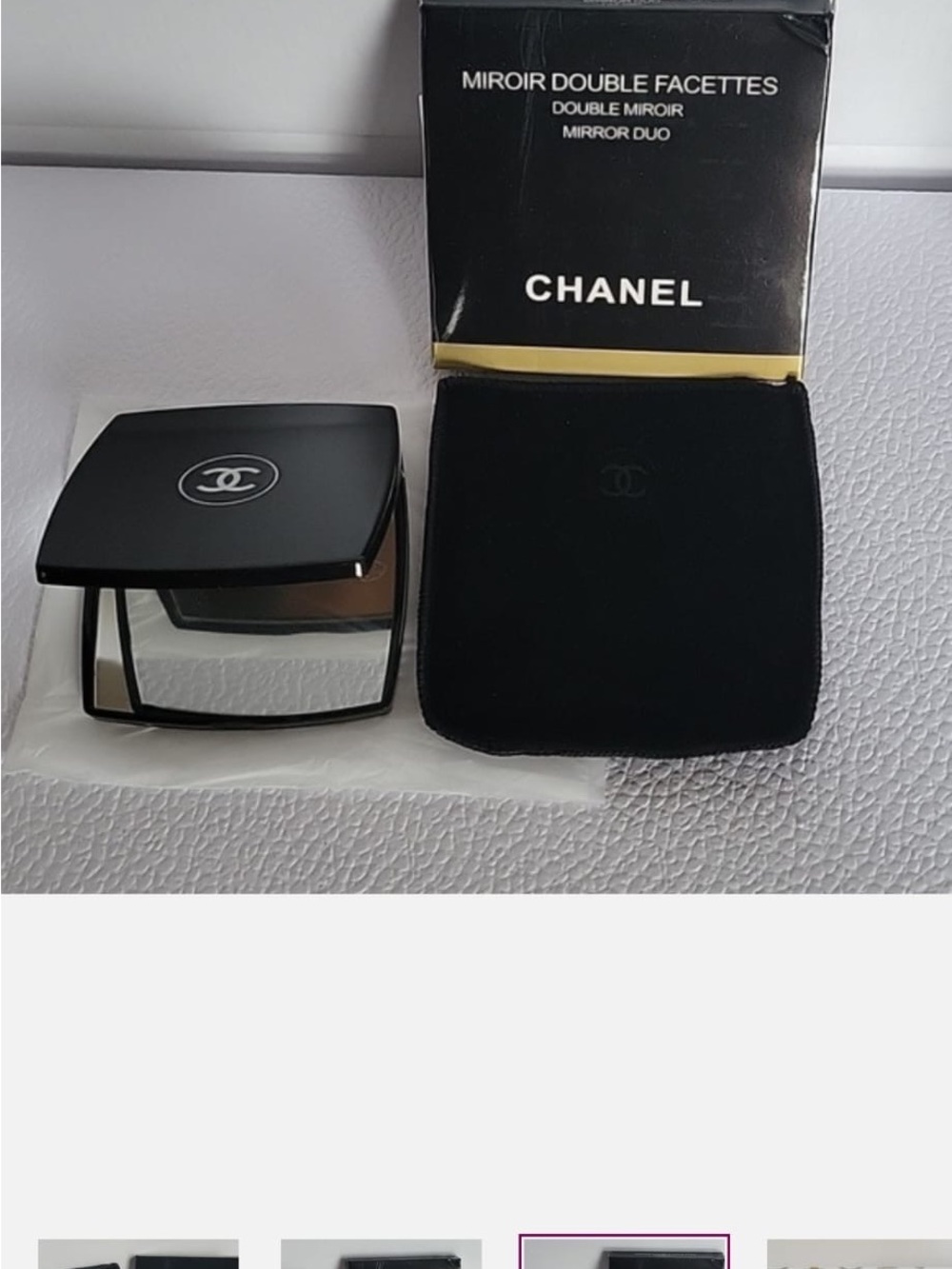 CHANEL Black Double Mirror Compact with Velvet Pouch - Picture 1 of 4